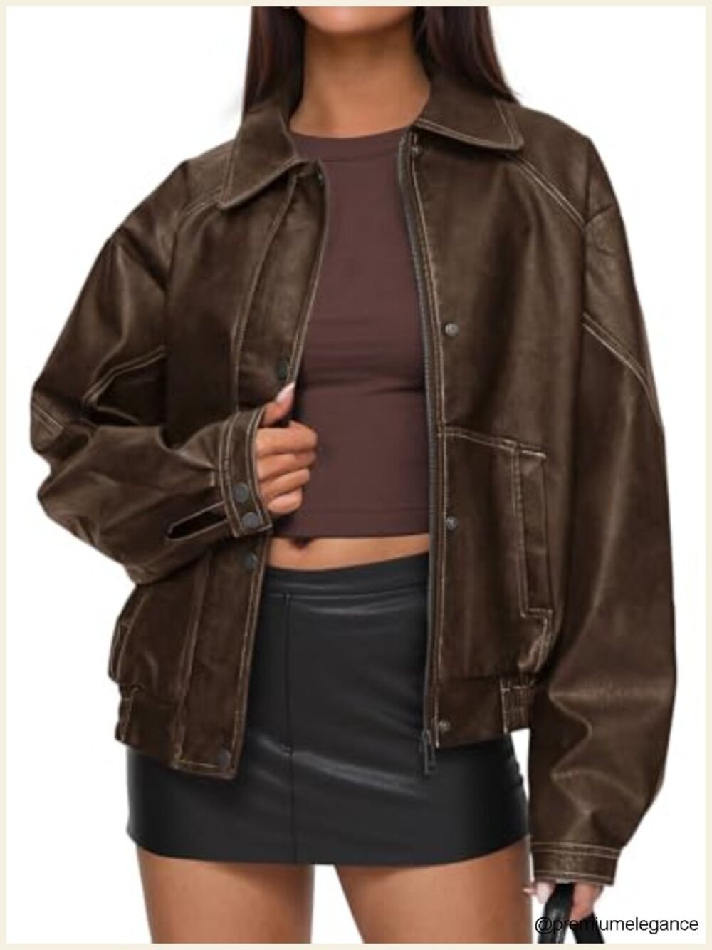 Faux Leather Oversized Moto Biker Jacket Winter Coat